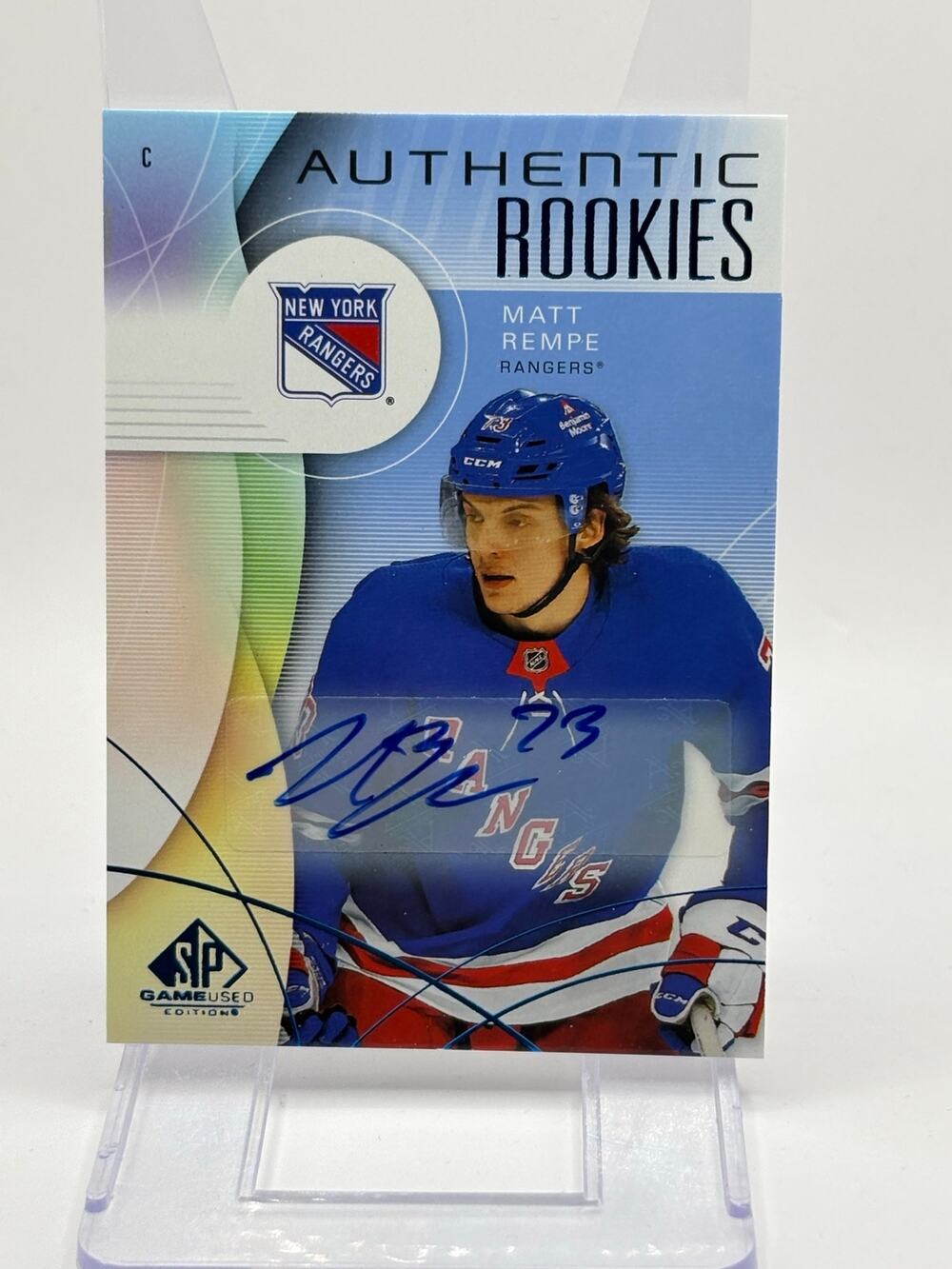 2024-25 SP Game Used Matt Rempe Rookie Blue Auto New York Rangers RC